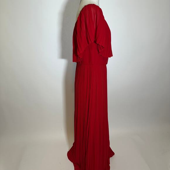 NWT Premier Amour Red Off The Shoulder Maxi Dress Womens Size 10 Pleated Formal - Picture 4 of 11